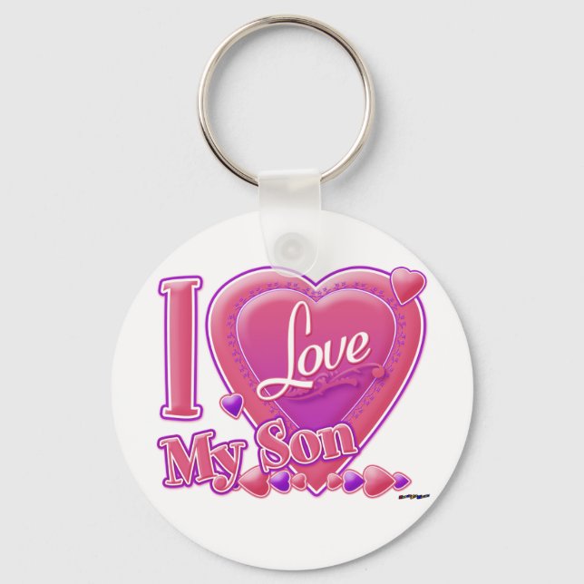 Porte-clés I Love My Son rose/violet - coeur (Recto)