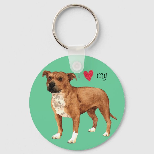 Porte-clés I Love my Staffordshire Bull Terrier (Recto)