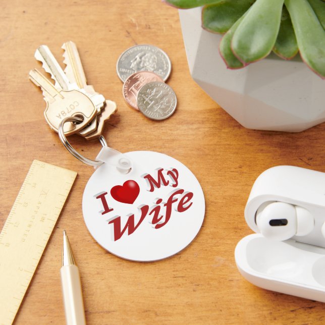 Porte-clés I Love My Wife texte rouge mignon (Bureau)