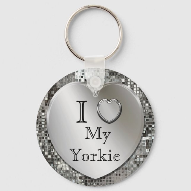 Porte-clés I Love My Yorkie Heart Keychain (Recto)