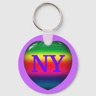 Porte-clés I Love New York Rainbow Heart Keychain
