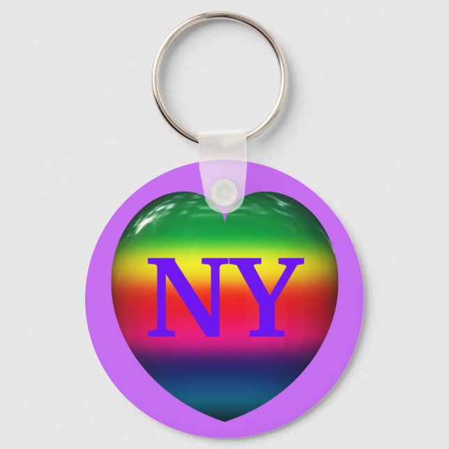 Porte-clés I Love New York Rainbow Heart Keychain (Recto)