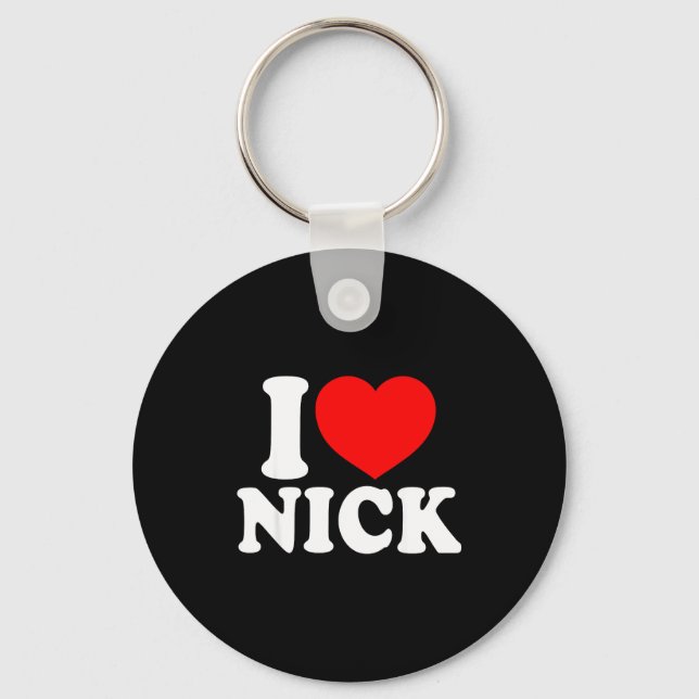 Porte-clés I Love Nick, I Heart Nick Name, Red Heart Valentin (Recto)