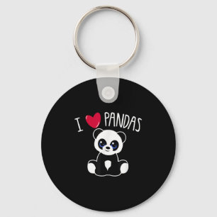 Porte-clés I Love Pandas Cute Panda Lover Citation Coeur Pand