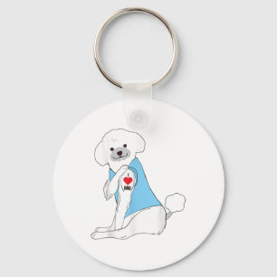 Porte-clés I Love Papa - Chien Coeur Tatouage Poodle _1