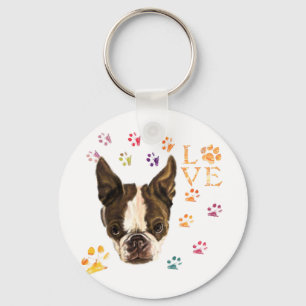 Porte-clés I Love Pets - Joli Chiot - Traces colorées Dessin