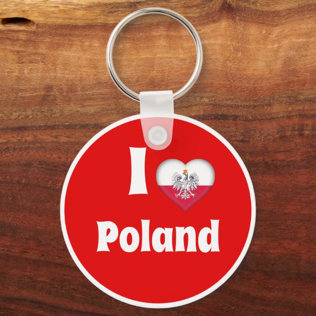 Porte-clés I love Poland, Polish Flag Heart with Eagle (Recto)
