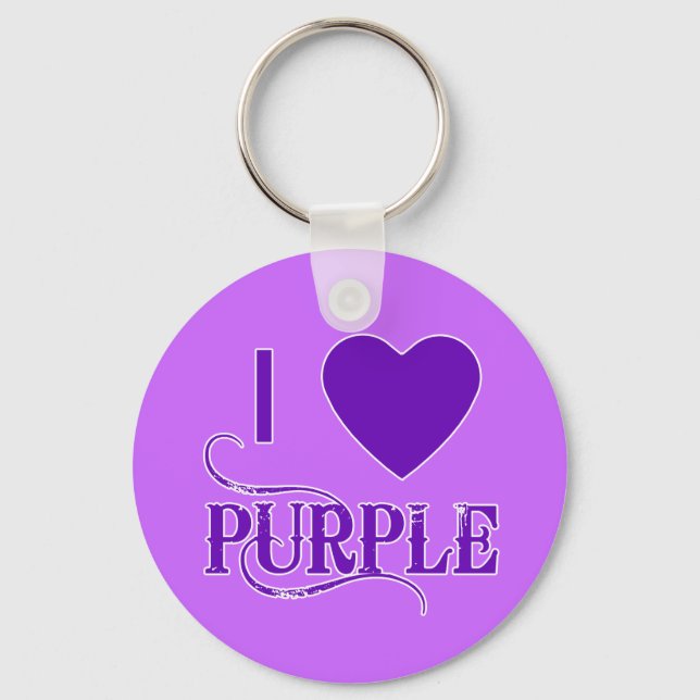 Porte-clés I Love Purple with Purple Heart (Recto)