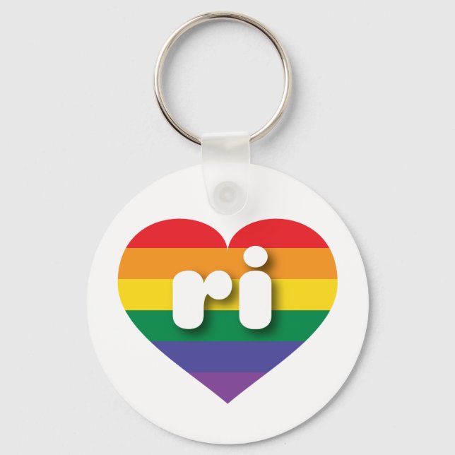 Porte-clés I Love Rhode Island Rainbow Heart (Recto)