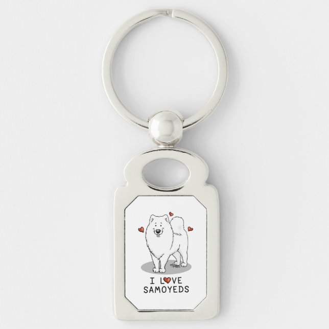 Porte-clés I Love Samoyeds - chien coeurs mignons Sammie (Devant)