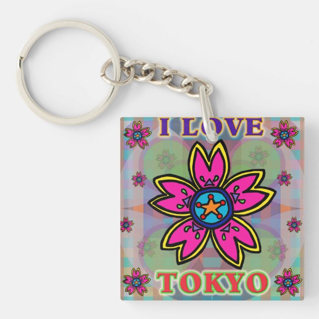 Porte-clés "I LOVE TOKYO" Porte - clé de fleurs (Devant)
