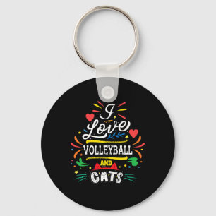 Porte-clés I Love Volleyball Et Chats - Cadeaux Volleyball Po