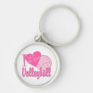 Porte-clés I Love Volleyball rose