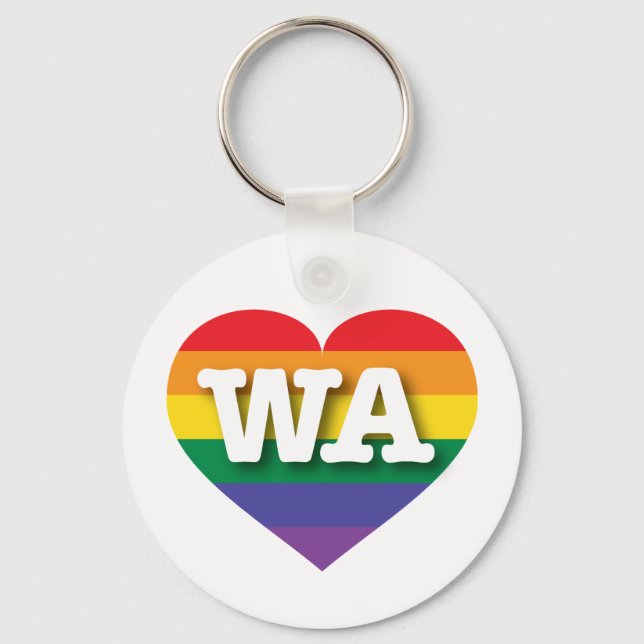 Porte-clés I Love Washington State Rainbow Heart (Recto)