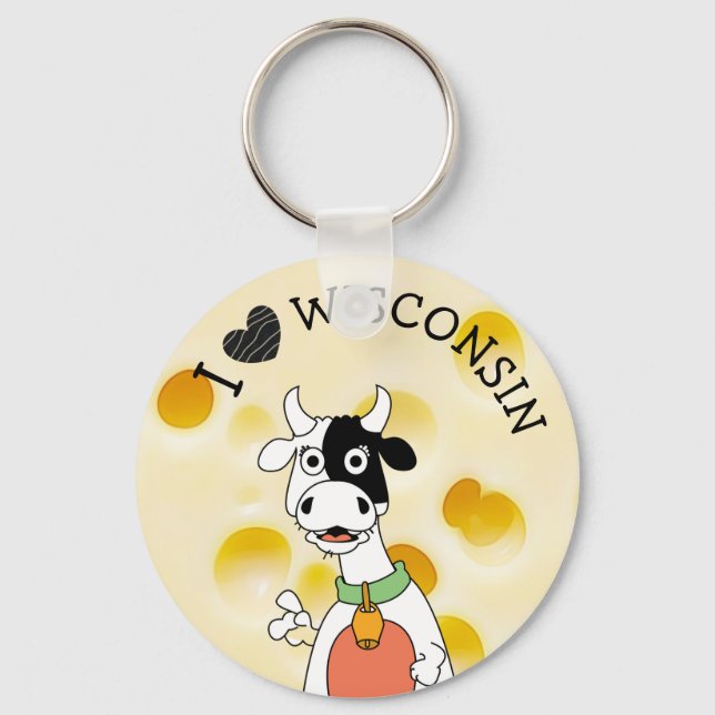 Porte-clés I Love Wisconsin Swiss Cheese and Cow Porte - clé (Recto)