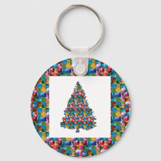 Porte-clés I LOVE XMAS : ARBRE renfoncé avec PEARL JEWEL GEMS