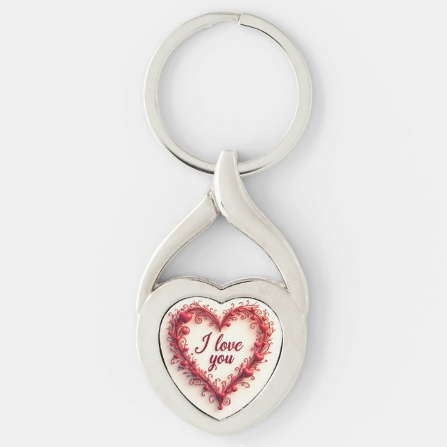 Porte-clés I Love You Heart Keychain - Romantic Gift (Devant)