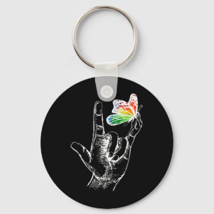Porte-clés I Love You Main Sign Language Butterfly Autism Awa