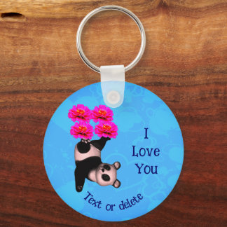 Porte-clés I Love You Panda Oear Flower Personnalisé
