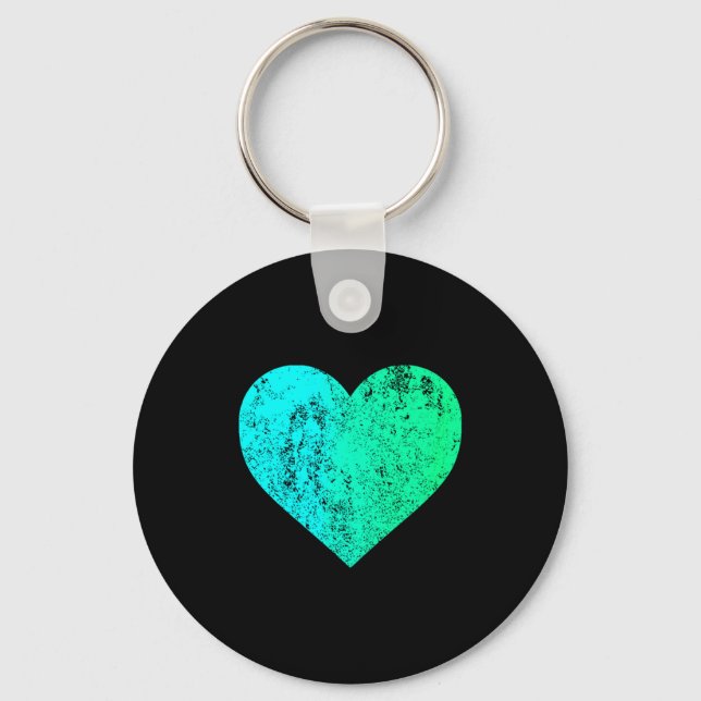 Porte-clés I Love You Teal Heart Distressed Valentines Day  (Recto)