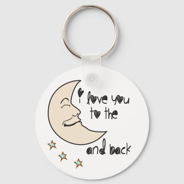 Porte-clés I love you to the moon and back whimsical (Recto)