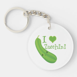 Porte-clés I Love Zucchini Smiling Kawaii Zucchini