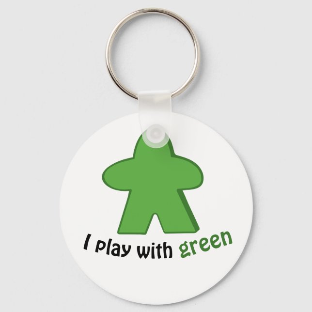 Porte-clés I Play with Green Meeples (Recto)