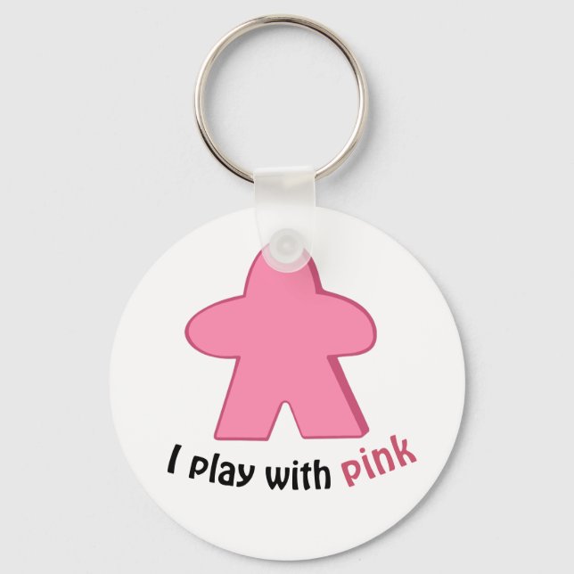 Porte-clés I Play with Pink Meeples Keychain (Recto)
