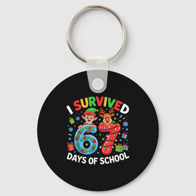 Porte-clés I Survived 67 Days Of School Christmas Candy Cane  (Recto)