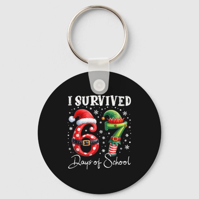 Porte-clés I Survived 67 Days Of School Christmas Candy Cane  (Recto)