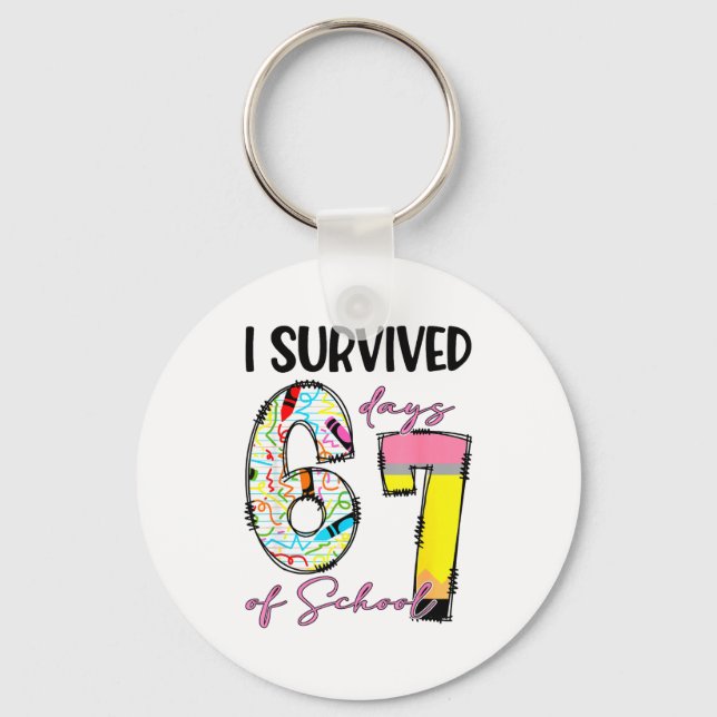 Porte-clés I Survived 67 Days Of School Funny 67 Meme Teacher (Recto)