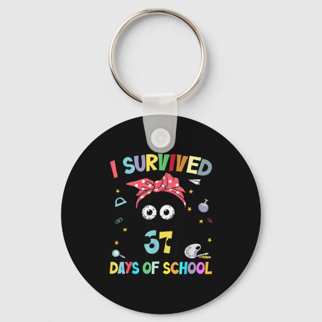 Porte-clés I Survived 67 Days Of School Funny Black Cat Six S (Recto)