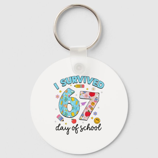 Porte-clés I Survived 67 Days Of School Funny Meme Teacher St (Recto)