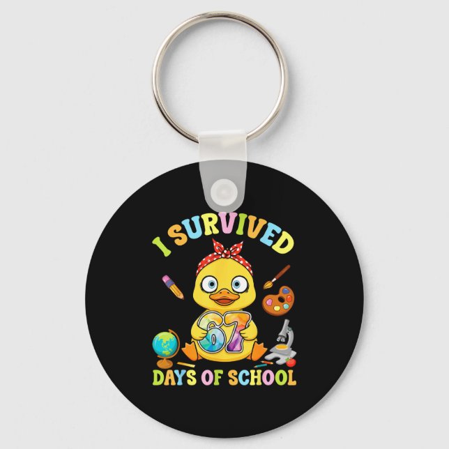 Porte-clés I Survived Six Seven Days Of School Cute Duck Stud (Recto)