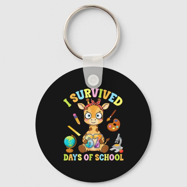 Porte-clés I Survived Six Seven Days Of School Cute Giraffe S (Recto)
