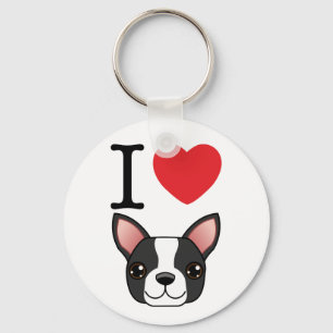 Porte-clés I terriers de Boston de coeur