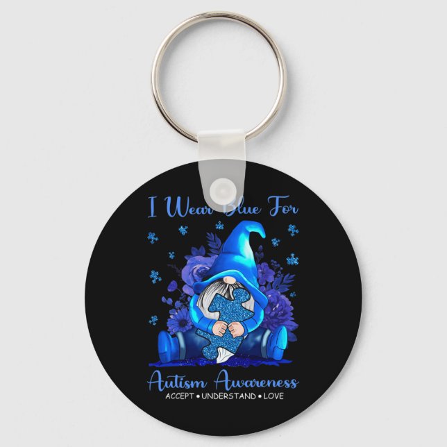 Porte-clés I Wear Blue for Autism Aware Accept (Recto)