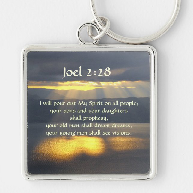 Porte-clés I will pour out My Spirit Joel 2 28, Bible Verse (Devant)
