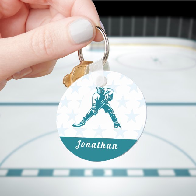Porte-clés Ice Hockey Player Star Custom Name Winter Sports   (Créateur téléchargé)