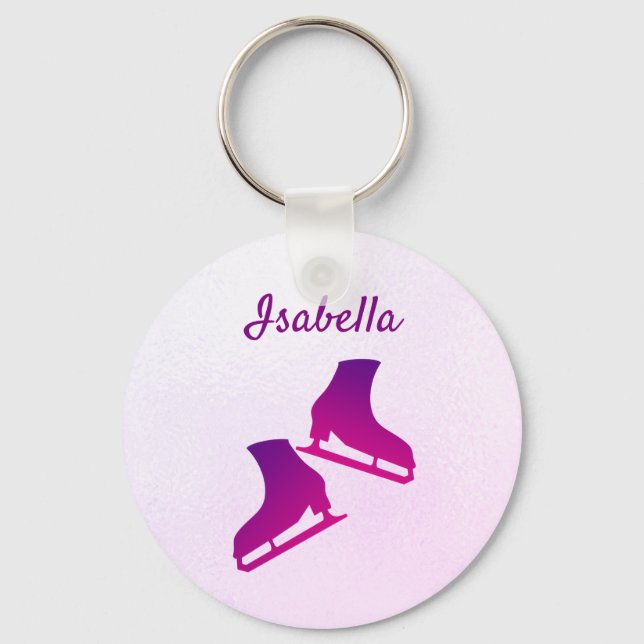 Porte-clés Ice skating keychain figure skates purple pink (Recto)