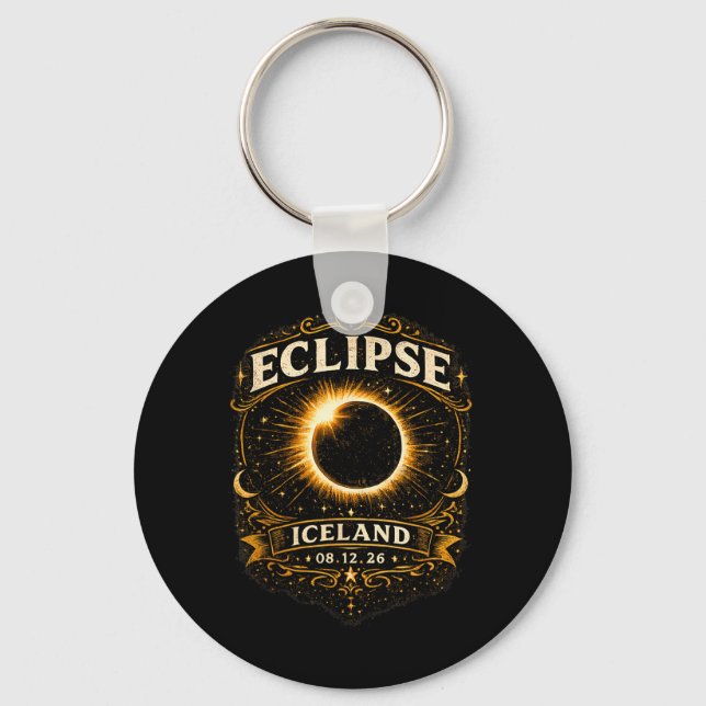 Porte-clés Iceland Total Solar Eclipse 2026 Celestial Eclipse (Recto)
