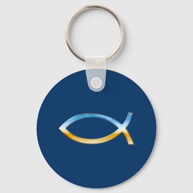 Porte-clés Ichthus - Christian Fish Symbol  Sky & Ground (Recto)