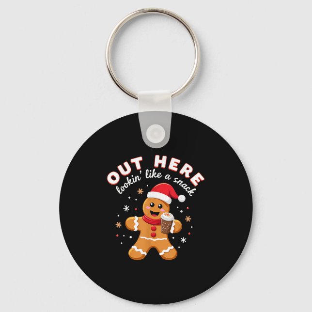 Porte-clés Ici On A L'Air D'Un Snack Gingerbrea De Noël (Recto)