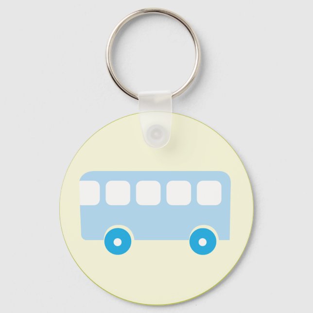 Porte-clés Icône de bus scolaire bleu pastel mignon (Recto)