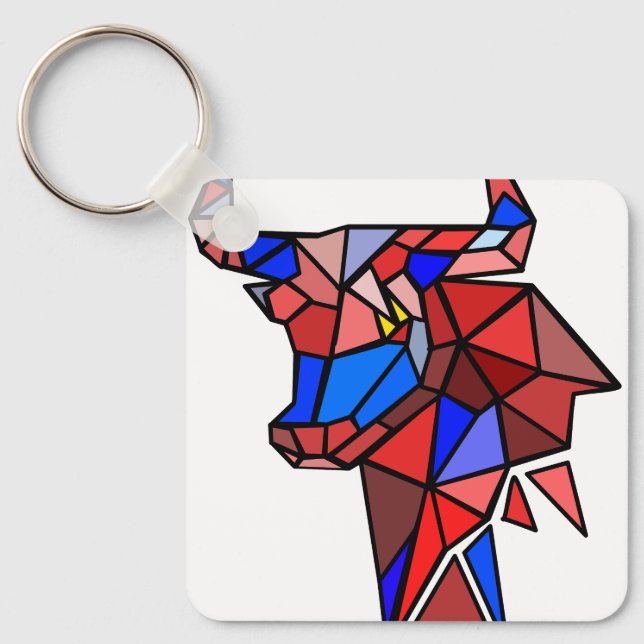 Porte-clés icône de taureau moderne – Style Zodiaq (Recto)