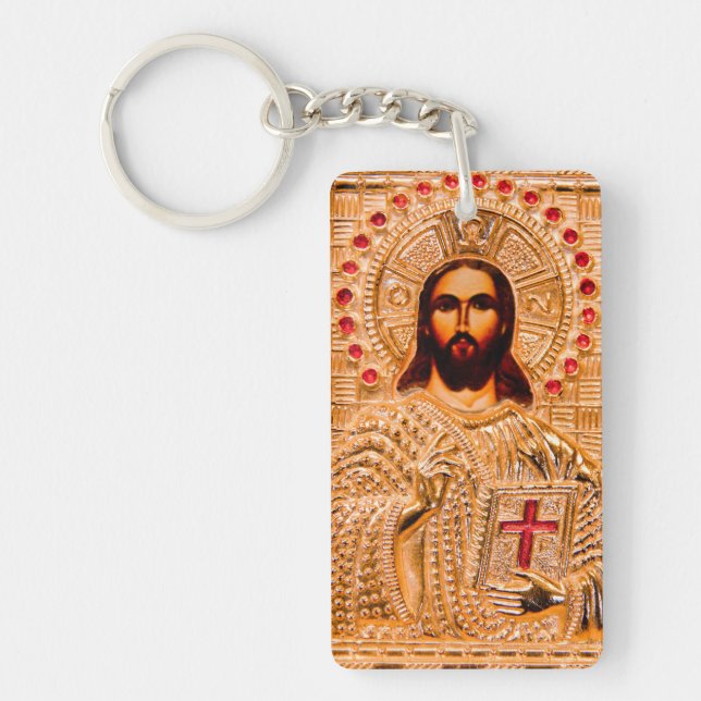Porte-clés Icône dorée de Jésus-Christ (Devant)