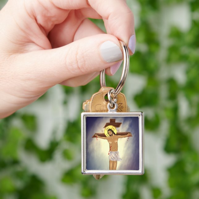 Porte-clés icône du Christ en croix (main)