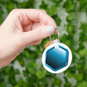 Porte-clés Icône hexagonale bleue brillante Géométrique moder