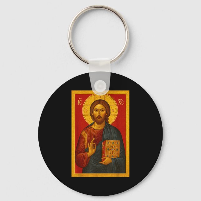 Porte-clés Icône orthodoxe de Jésus-Christ Pantocrator  (Recto)