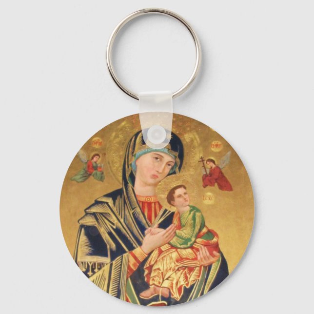Porte-clés Icône orthodoxe russe - Vierge Marie et bébé Jésus (Recto)